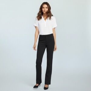 NYDJ Slim Trouser Lift Tuck Tech Pants Size 6 Black Ponte Stretch Office NEW